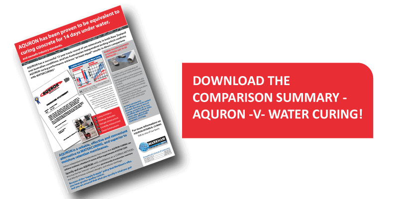 Aquron curing is equal or superior to water curing