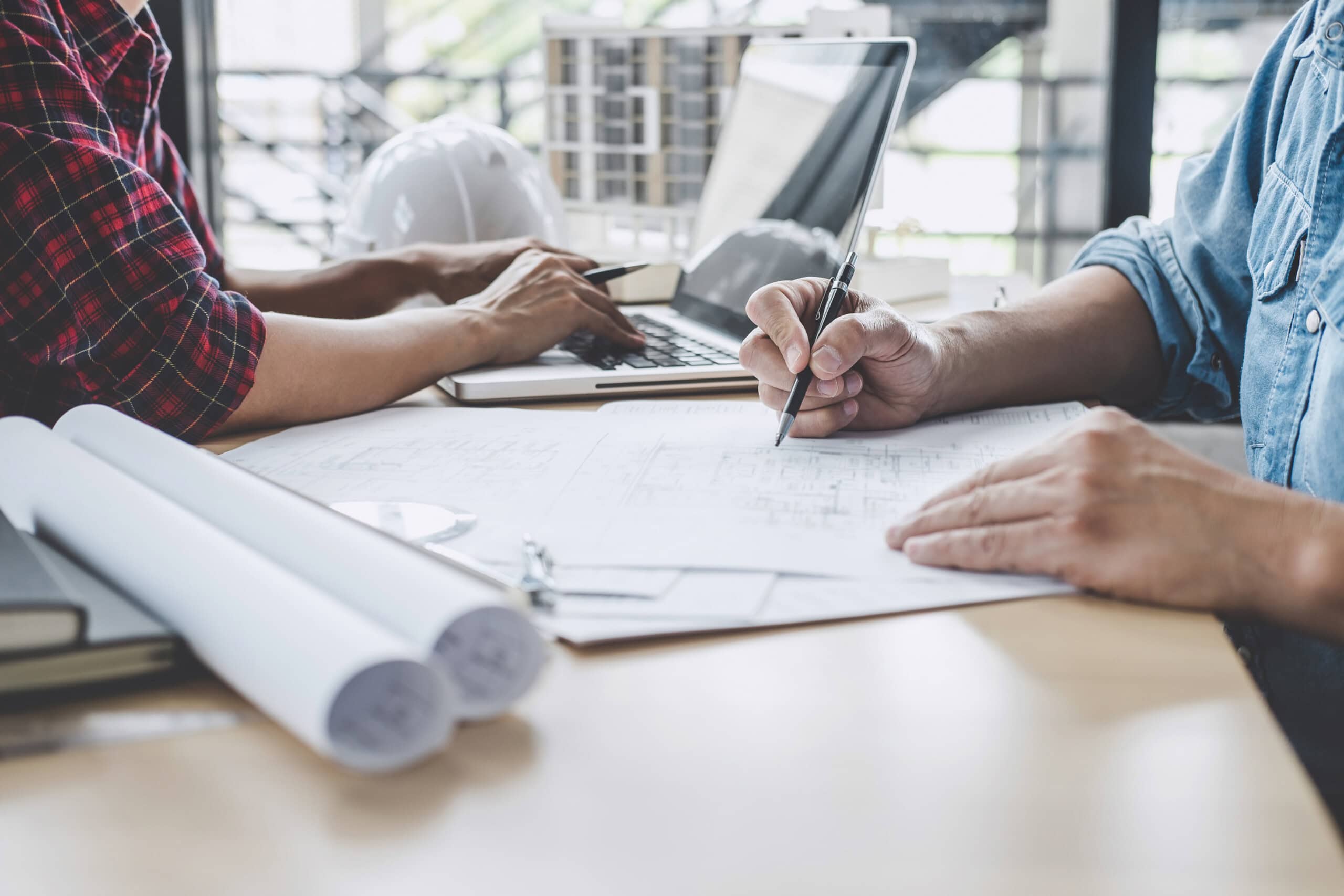 Construction and structure concept of Engineer or architect meet