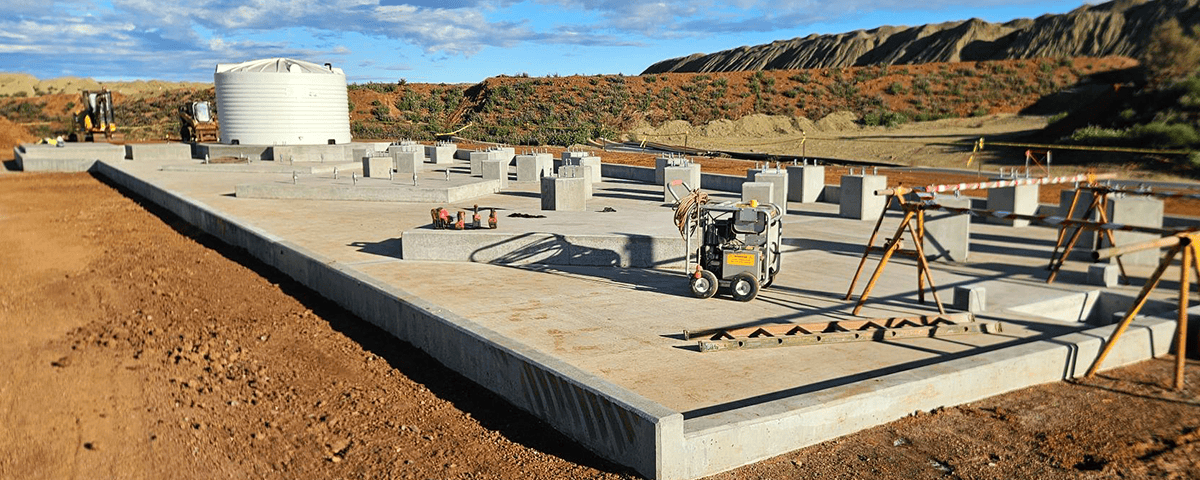 New mine mining infrastructure concrete construction quality curing