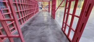 Exposed concrete underfoot at the IBEX warehouse