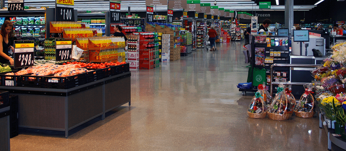Exposed concrete floor retail