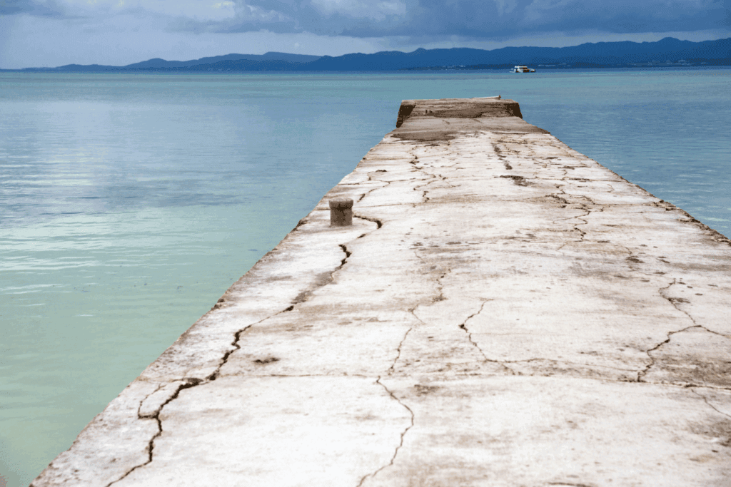 cracked concrete jetty wharf