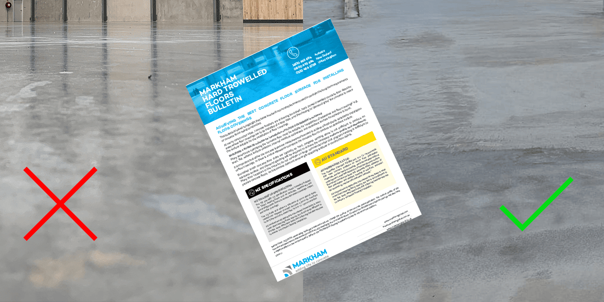 Hard trowelled floors comparison image with bulletin overlaid